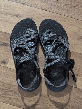 Chaco Black and Gray Strappy Sandals